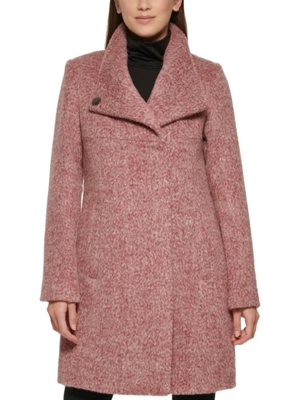 Kenneth Cole Women's Asymmetrical Pressed Boucle Wool Coat in Red (S)